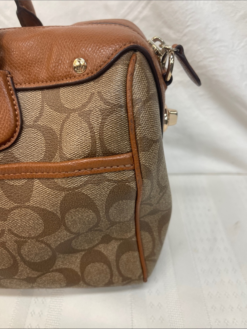 Coach Mini Bennett Satchel Signature Canvas smooth leather no strap - Picture 9 of 16